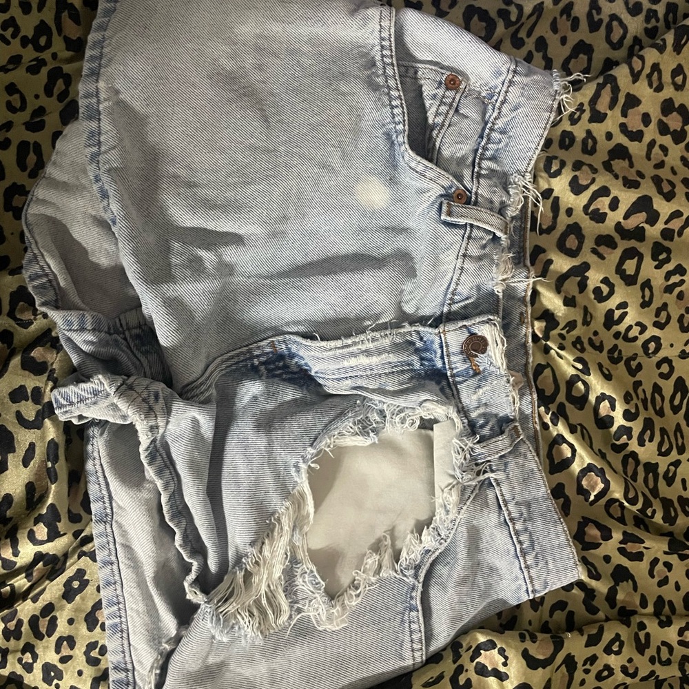 Levi's Light Blue Distressed Denim Shorts